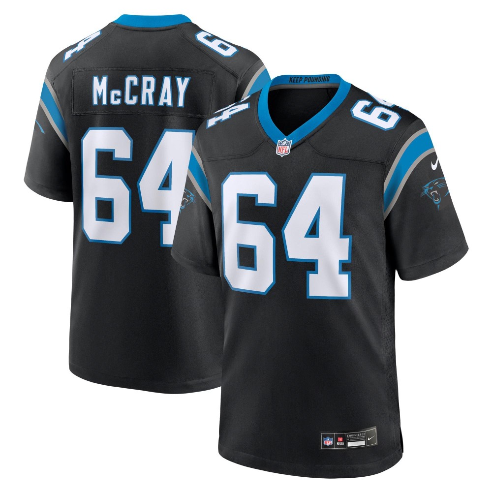 Men's Carolina Panthers Justin McCray Number 64 Nike Black Alternate Game Jersey