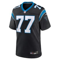 Men's Carolina Panthers Deonte Brown Number 77 Nike Black Team Game Jersey