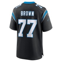 Men's Carolina Panthers Deonte Brown Number 77 Nike Black Team Game Jersey