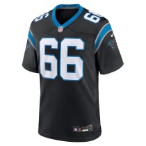 Men's Carolina Panthers Nash Jensen Number 66 Nike Black Team Game Jersey