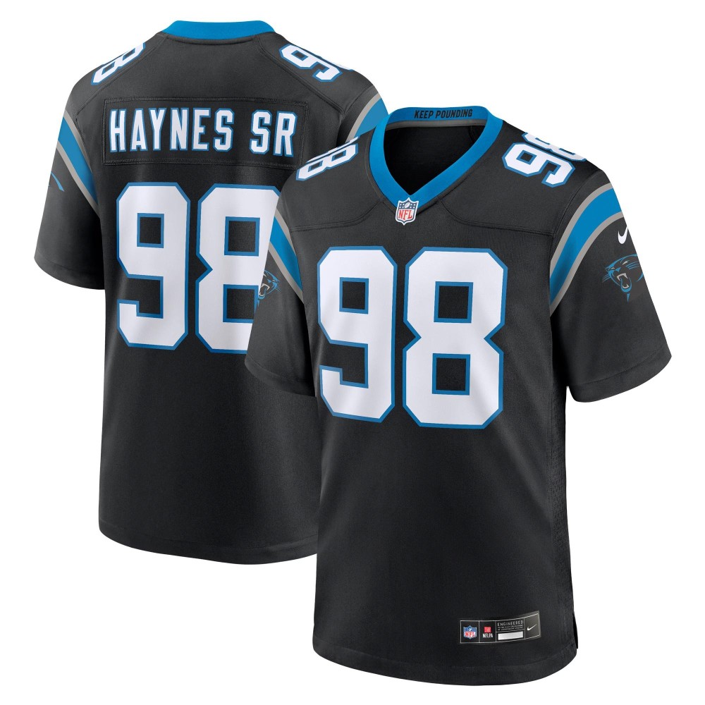 Men's Carolina Panthers Marquis Haynes Sr. Number 98 Nike Black Team Game Jersey