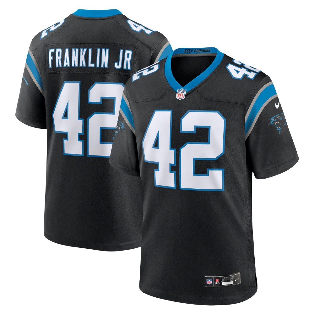 Men's Carolina Panthers Sam Franklin Jr. Number 42 Nike Black Team Game Jersey