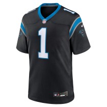 Men's Carolina Panthers Groom Number 1 Nike Black Game Jersey