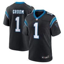 Men's Carolina Panthers Groom Number 1 Nike Black Game Jersey