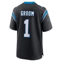 Men's Carolina Panthers Groom Number 1 Nike Black Game Jersey