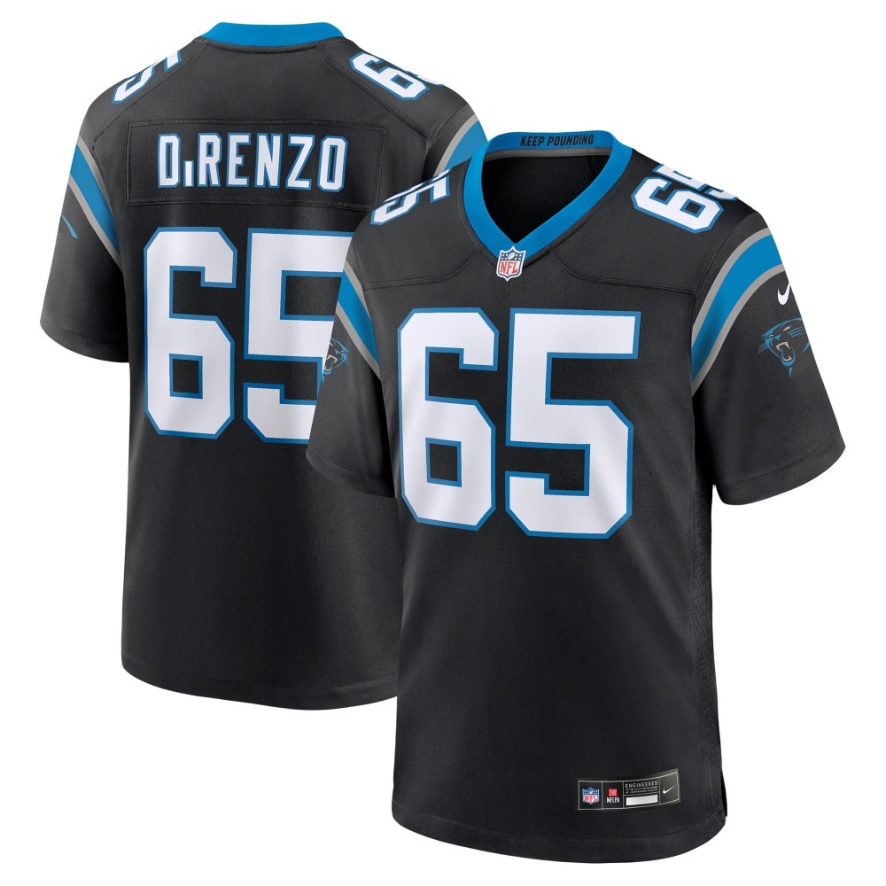 Men's Carolina Panthers J.D. DiRenzo Number 65 Nike Black Game Jersey