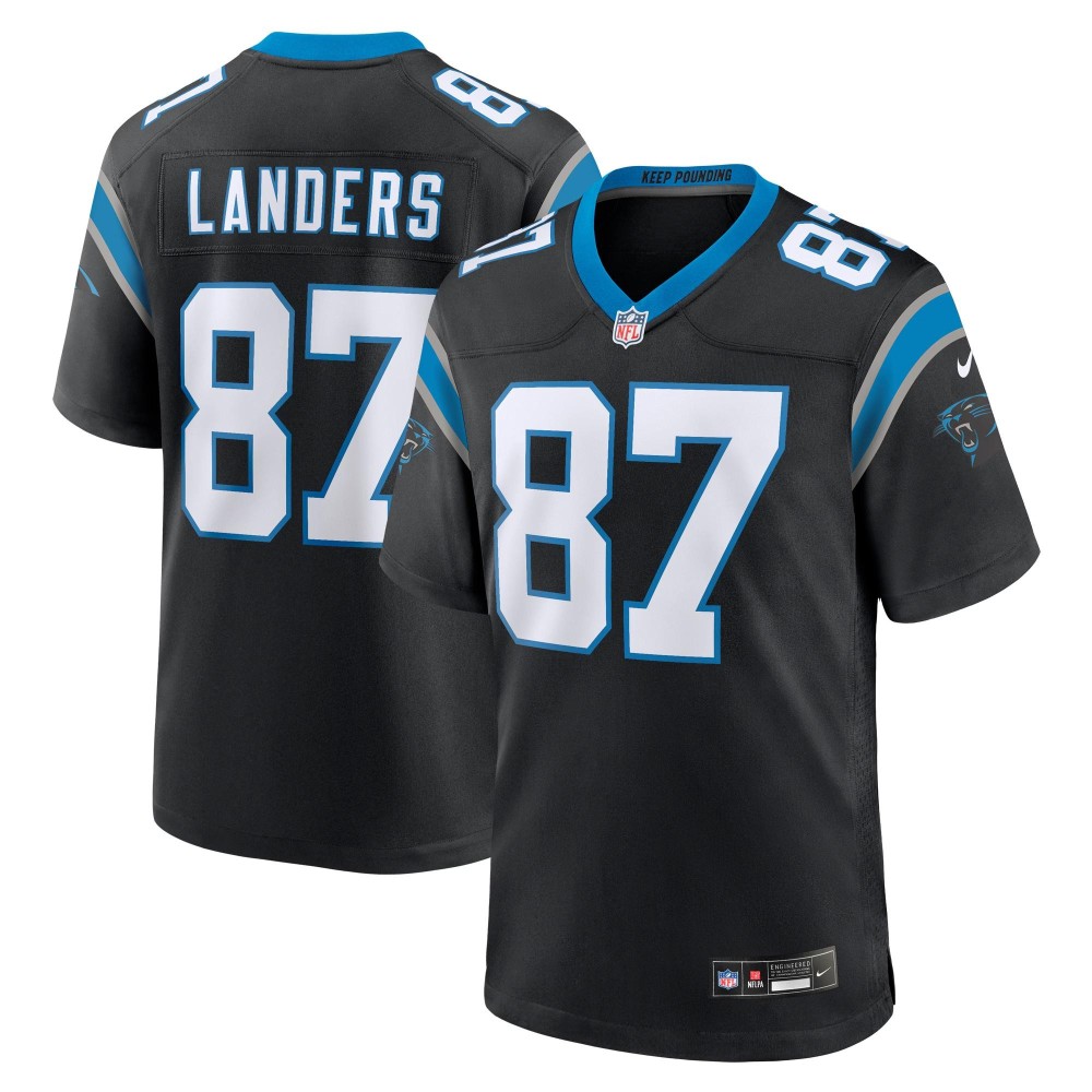 Men's Carolina Panthers Matt Landers Number 87 Nike Black Game Jersey