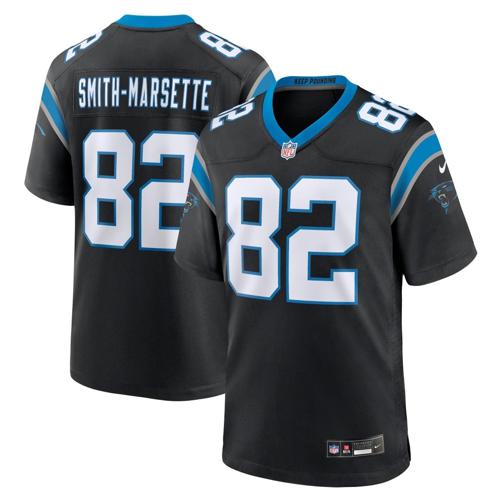 Men's Carolina Panthers Ihmir Smith-Marsette Number 82 Nike Black Team Game Jersey