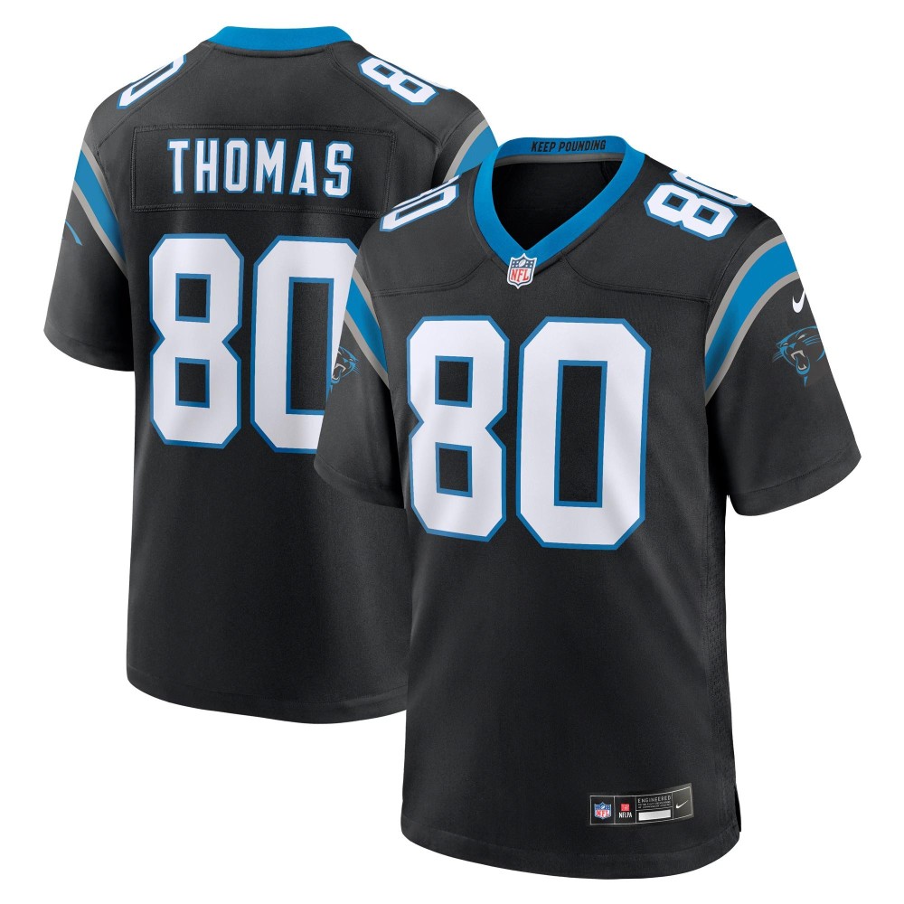 Men's Carolina Panthers Ian Thomas Number 80 Nike Black Team Game Jersey