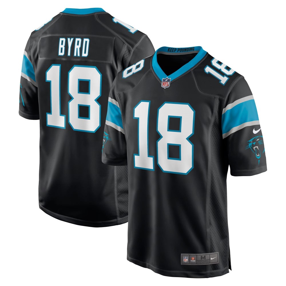 Men's Carolina Panthers Damiere Byrd Number 18 Nike Black Game Player Jersey