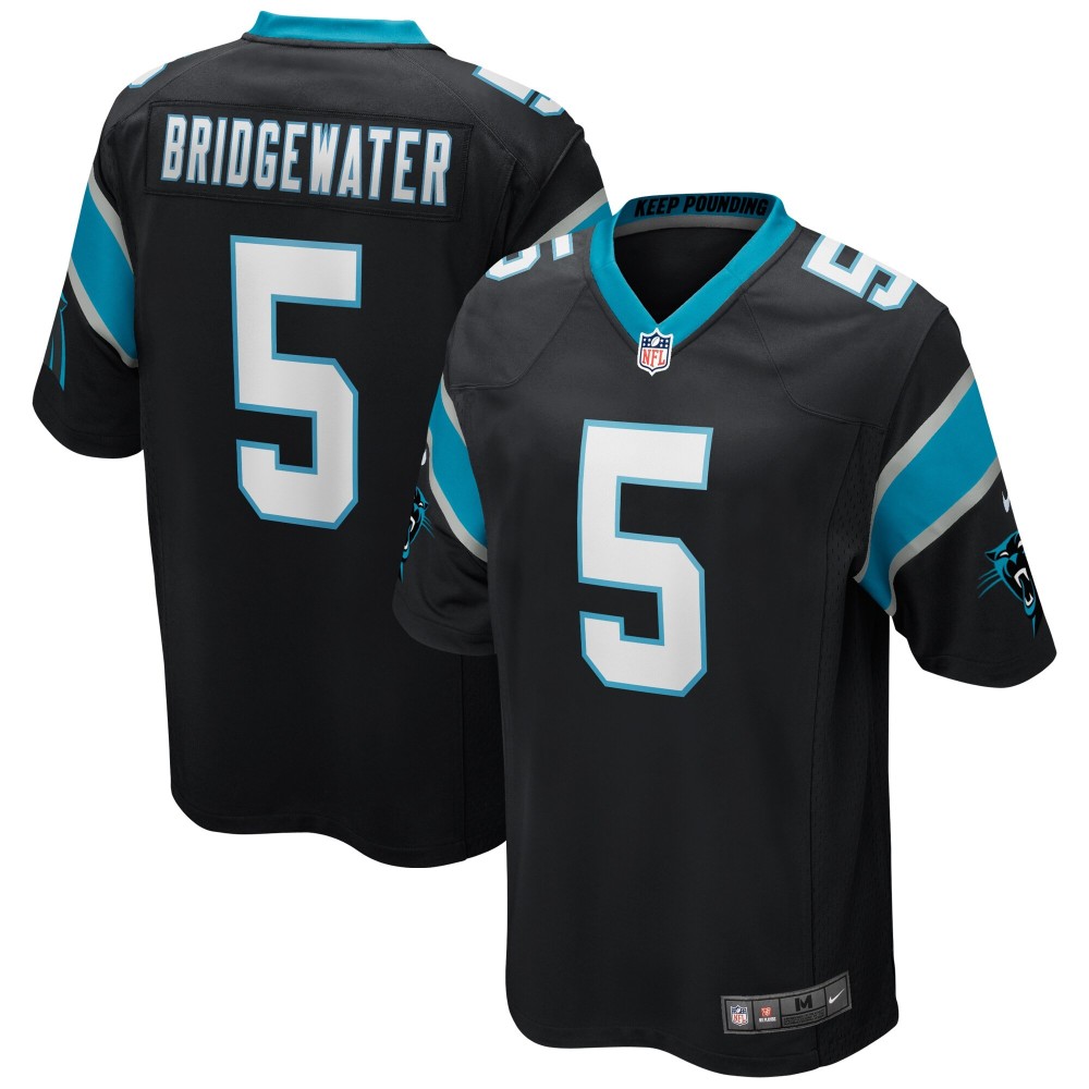 Men's Carolina Panthers Teddy Bridgewater Number 5 Nike Black Game Player Jersey