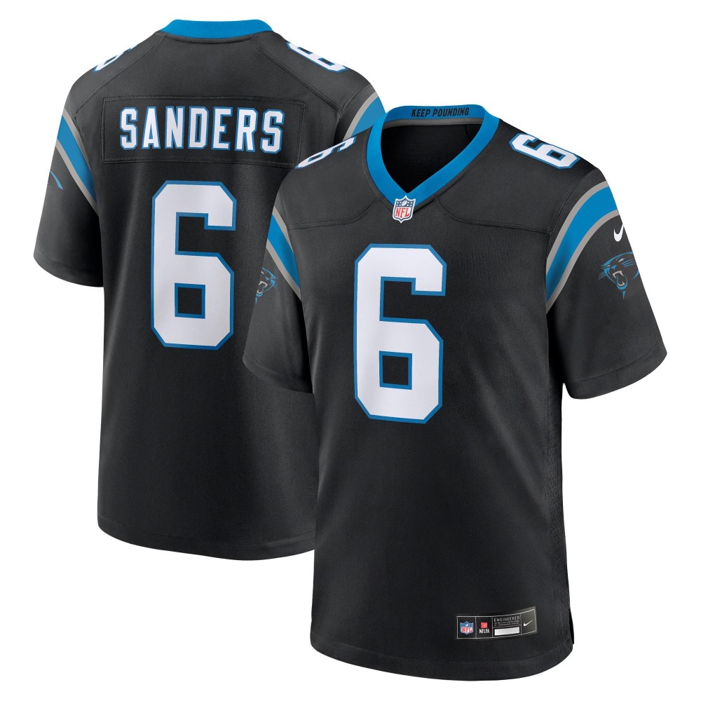 Men's Carolina Panthers Miles Sanders Number 6 Nike Black Game Player Jersey