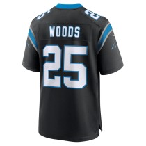 Men's Carolina Panthers Xavier Woods Number 25 Nike Black Team Game Jersey