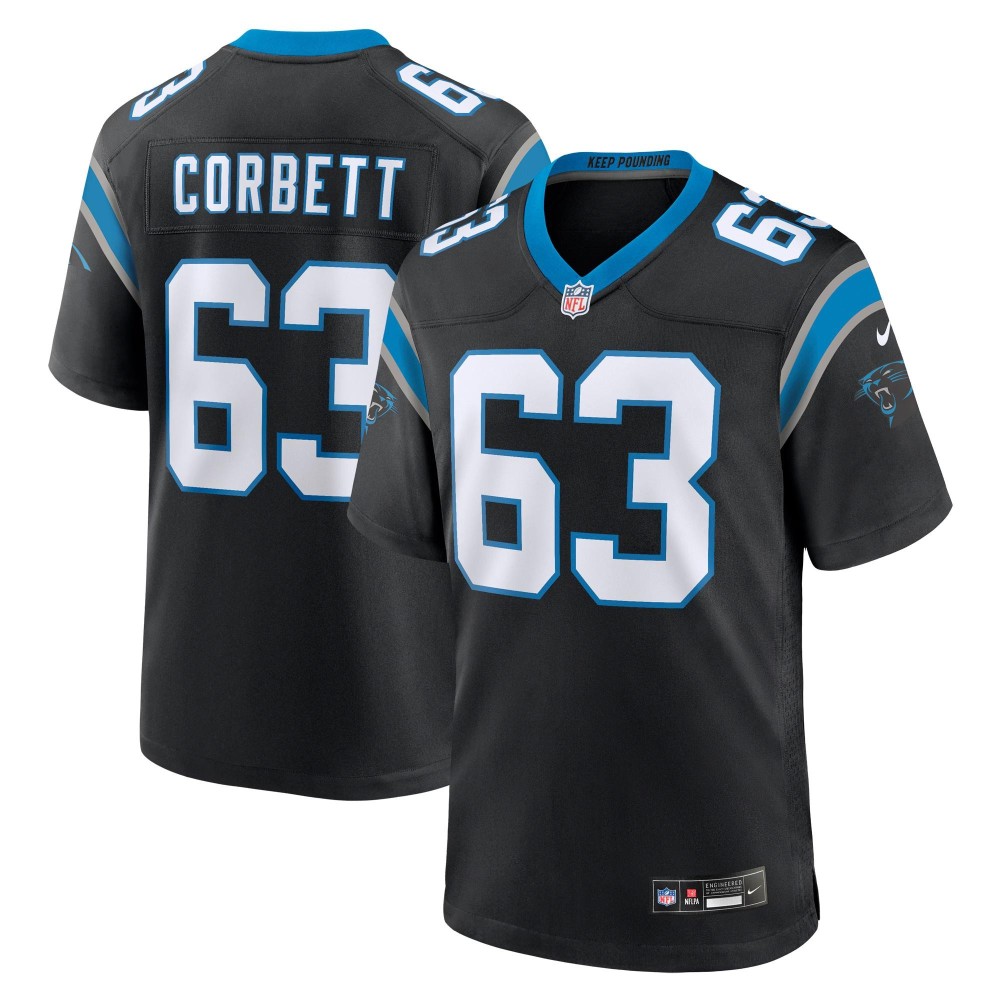 Men's Carolina Panthers Austin Corbett Number 63 Nike Black Team Game Jersey