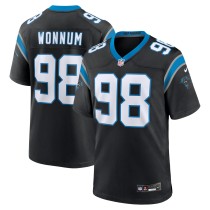 Men's Carolina Panthers D.J. Wonnum Number 98 Nike Black Game Jersey