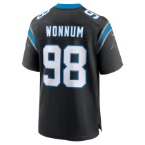 Men's Carolina Panthers D.J. Wonnum Number 98 Nike Black Game Jersey