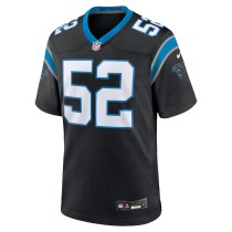 Men's Carolina Panthers DJ Johnson Number 52 Nike Black Game Jersey