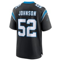 Men's Carolina Panthers DJ Johnson Number 52 Nike Black Game Jersey