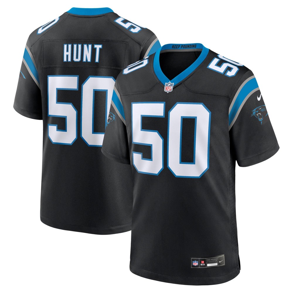 Men's Carolina Panthers Robert Hunt Number 50 Nike Black Game Jersey