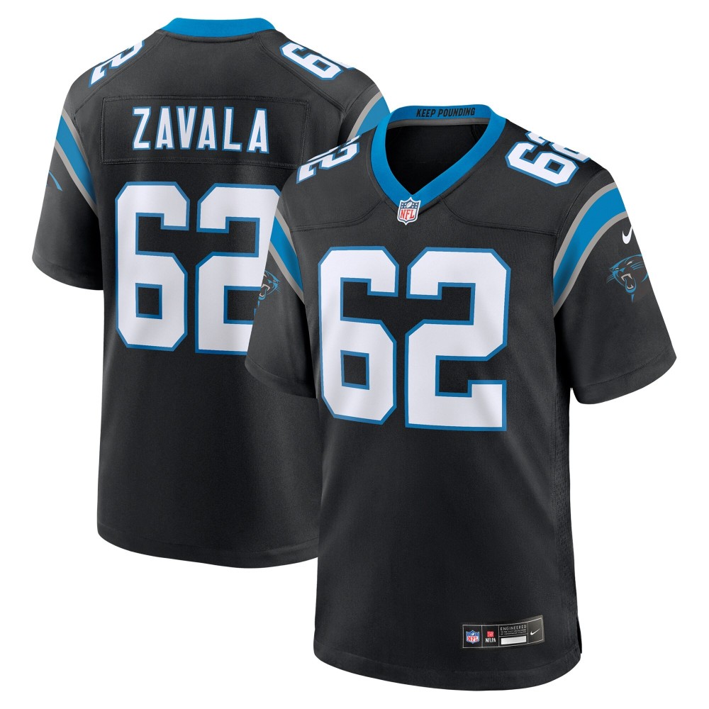 Men's Carolina Panthers Chandler Zavala Number 62 Nike Black Game Jersey