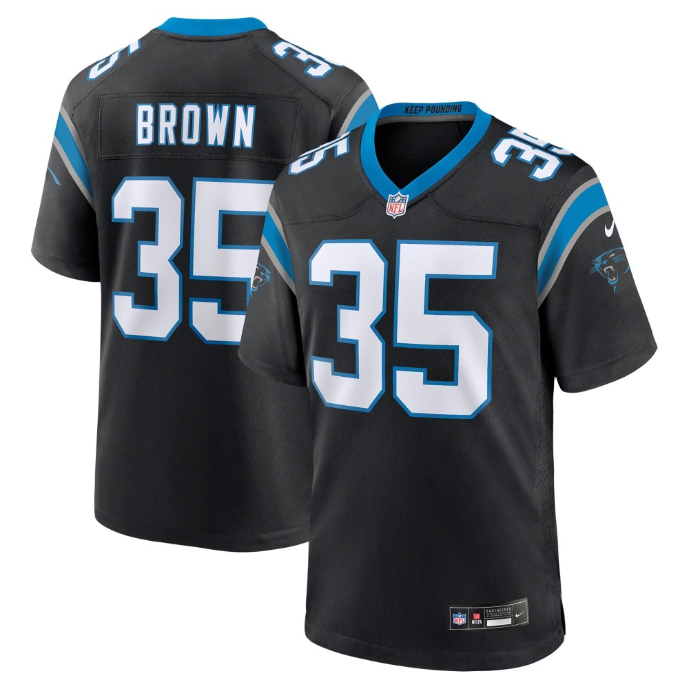 Men's Carolina Panthers Anthony Brown Number 35 Nike Black Game Jersey