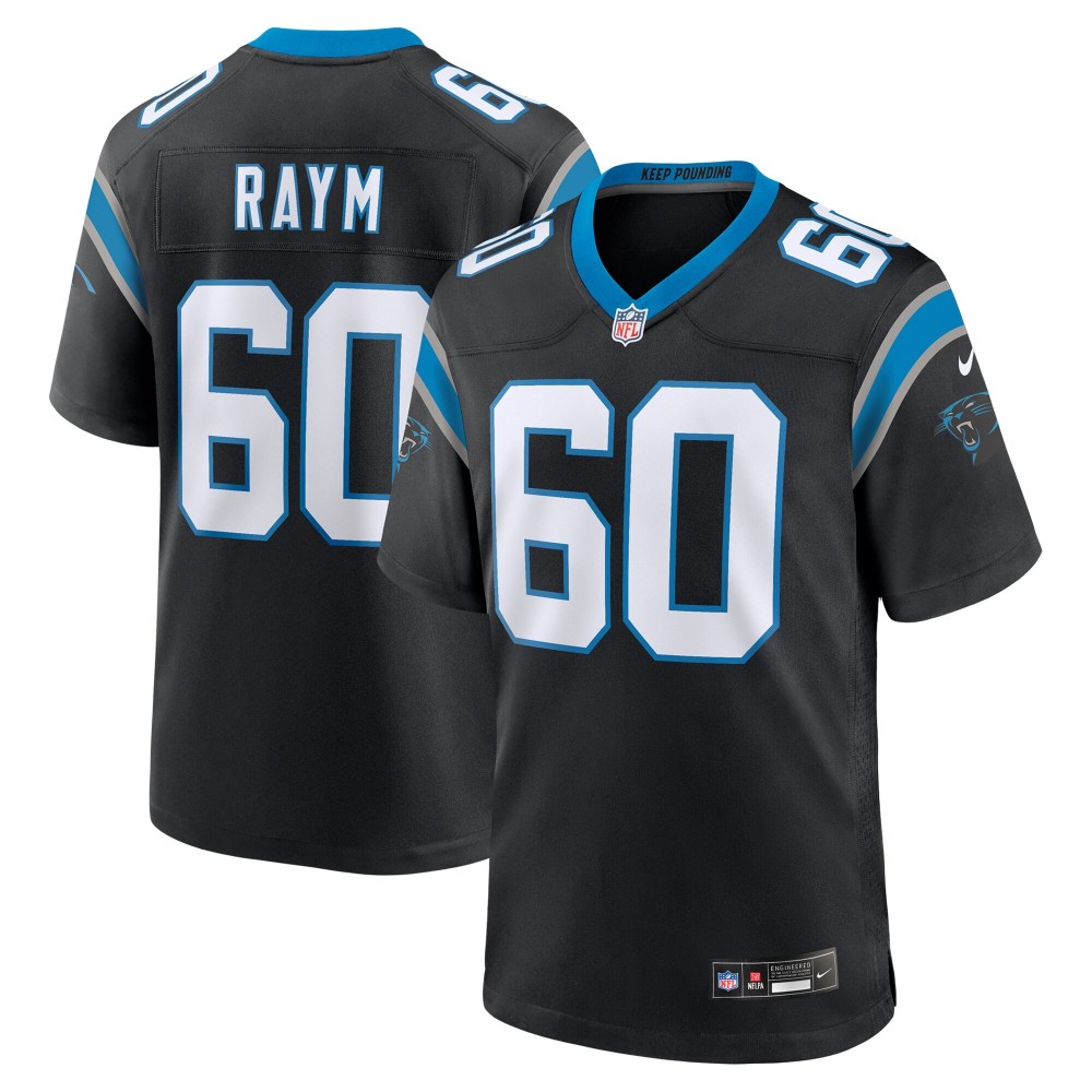 Men's Carolina Panthers Andrew Raym Number 60 Nike Black Game Jersey