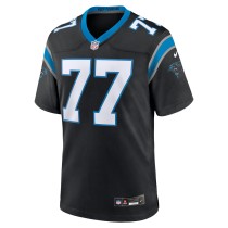 Men's Carolina Panthers Yosh Nijman Number 77 Nike Black Game Jersey