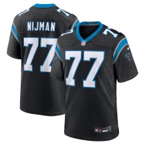 Men's Carolina Panthers Yosh Nijman Number 77 Nike Black Game Jersey