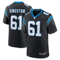 Men's Carolina Panthers Jarrett Kingston Number 61 Nike Black Game Jersey