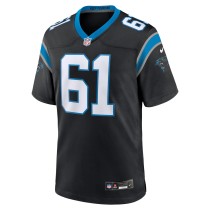 Men's Carolina Panthers Jarrett Kingston Number 61 Nike Black Game Jersey