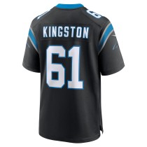 Men's Carolina Panthers Jarrett Kingston Number 61 Nike Black Game Jersey