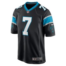 Men's Carolina Panthers Steve Beuerlein Number 7 Nike Black Retired Player Jersey