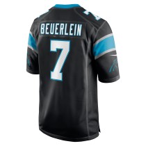 Men's Carolina Panthers Steve Beuerlein Number 7 Nike Black Retired Player Jersey