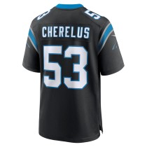 Men's Carolina Panthers Claudin Cherelus Number 53 Nike Black Team Game Jersey