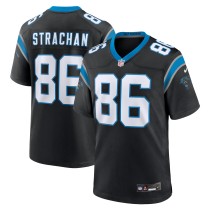 Men's Carolina Panthers Mike Strachan Number 86 Nike Black Game Jersey