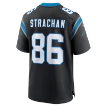 Men's Carolina Panthers Mike Strachan Number 86 Nike Black Game Jersey