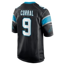 Men's Carolina Panthers Matt Corral Number 9 Nike Black Player Game Jersey