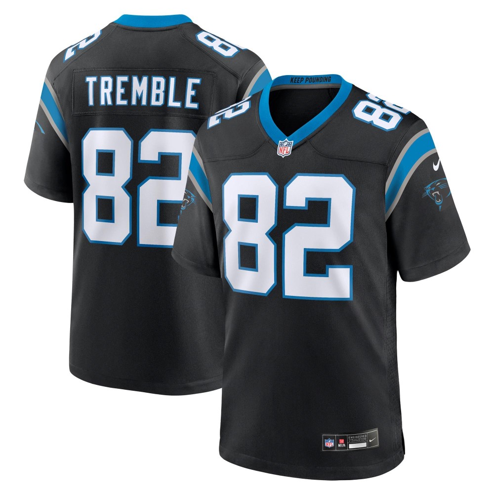 Men's Carolina Panthers Tommy Tremble Number 82 Nike Black Team Game Jersey