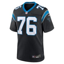 Men's Carolina Panthers Calvin Throckmorton Number 76 Nike Black Team Game Jersey