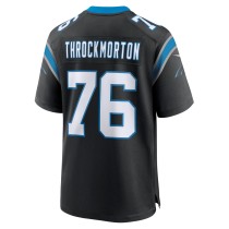 Men's Carolina Panthers Calvin Throckmorton Number 76 Nike Black Team Game Jersey