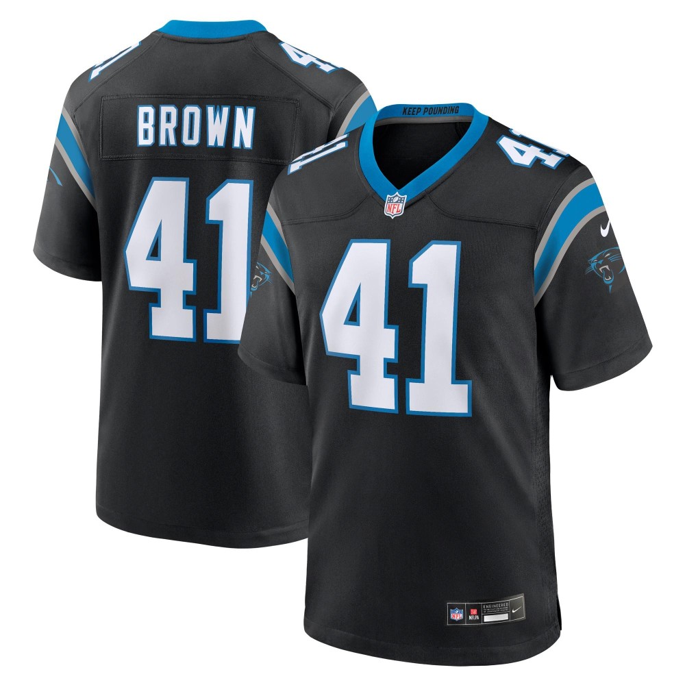 Men's Carolina Panthers Spencer Brown Number 41 Nike Black Team Game Jersey