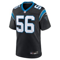 Men's Carolina Panthers Trevin Wallace Number 56 Nike Black Game Jersey