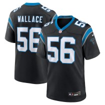 Men's Carolina Panthers Trevin Wallace Number 56 Nike Black Game Jersey