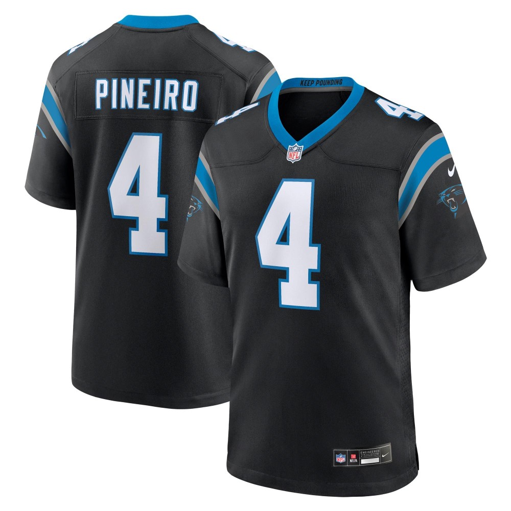 Men's Carolina Panthers Eddy Pineiro Number 4 Nike Black Team Game Jersey