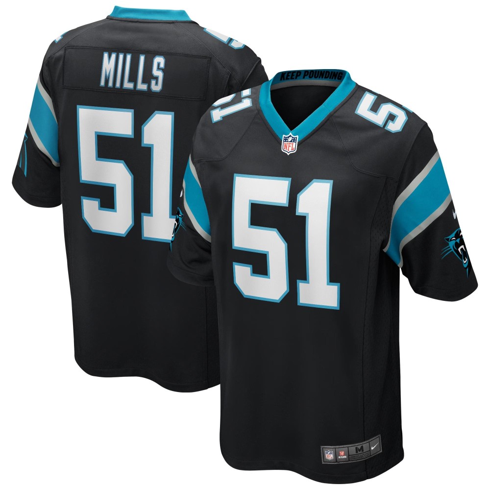 Men's Carolina Panthers Sam Mills Number 51 Nike Black Game Retired Player Jersey