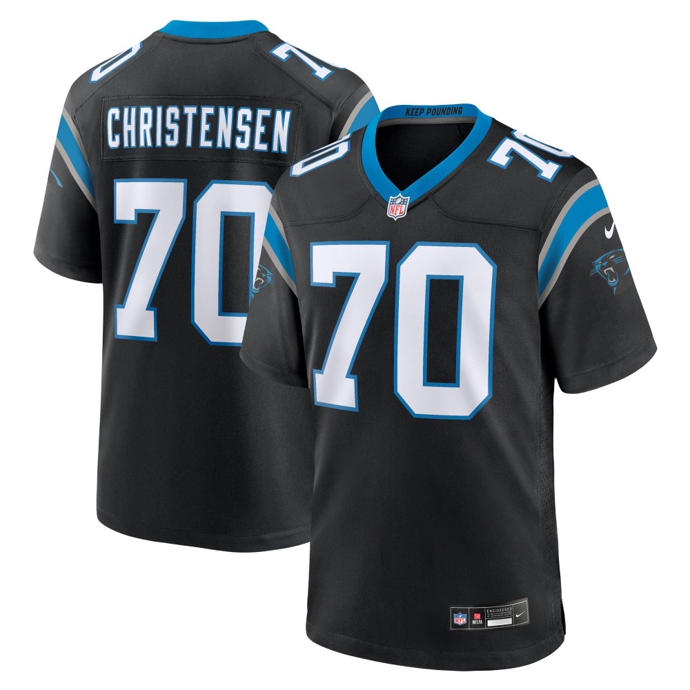 Men's Carolina Panthers Brady Christensen Number 70 Nike Black Team Game Jersey