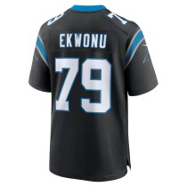 Men's Carolina Panthers Ikem Ekwonu Number 79 Nike Black Game Jersey