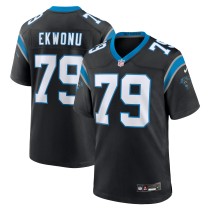 Men's Carolina Panthers Ikem Ekwonu Number 79 Nike Black Game Jersey