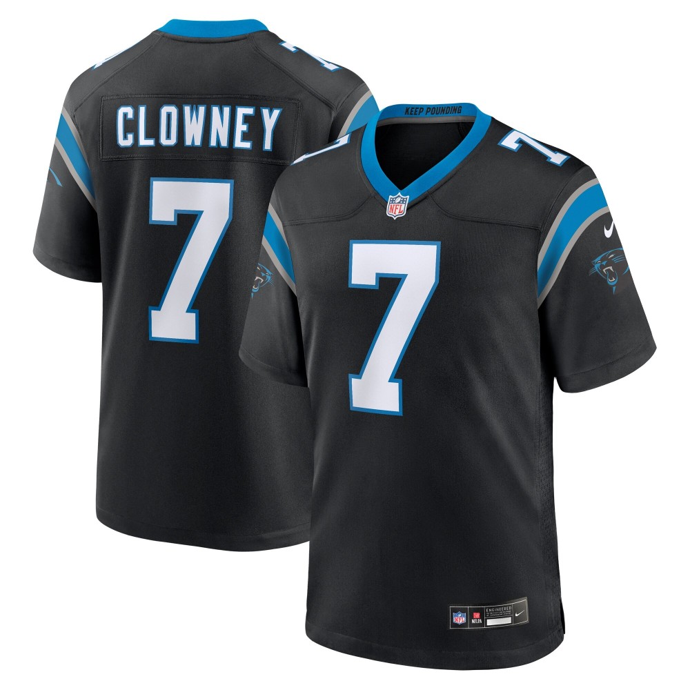 Men's Carolina Panthers Jadeveon Clowney Number 7 Nike Black Game Jersey