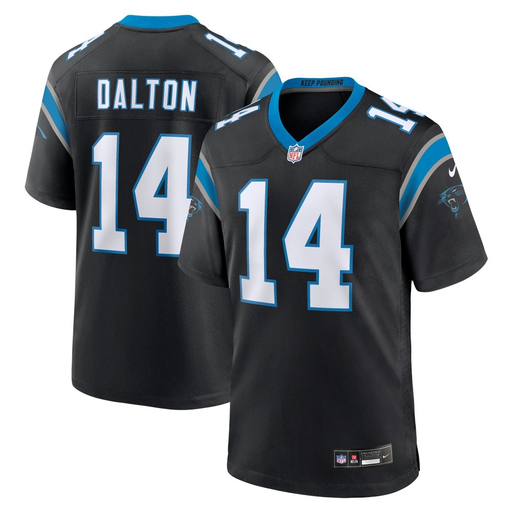 Men's Carolina Panthers Andy Dalton Number 14 Nike Black Team Game Jersey